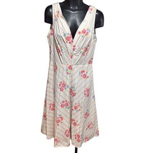 Jonathan Martin Floral Summer Dress Womens 10 Era 1970s Sleeveless Midi V-Neck